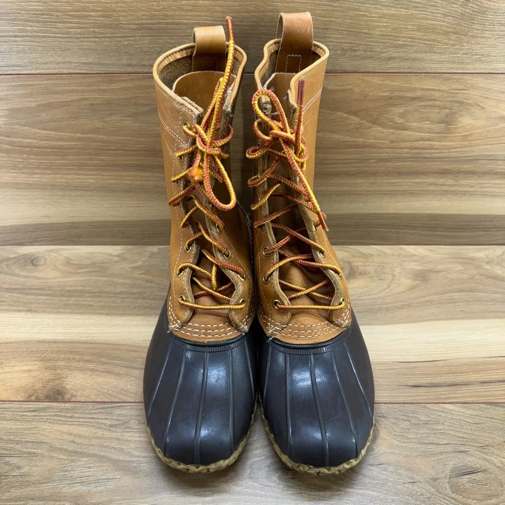 L.L. Bean Brown Leather and Black Rubber Winter Rain Boots